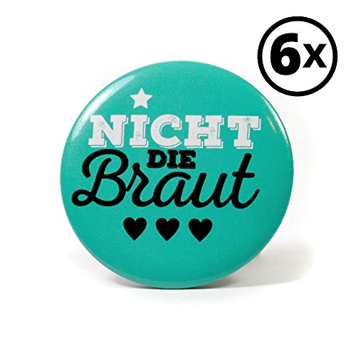 6 Frau Wundervoll JGA Buttons türkis – Nicht die Braut, Ø 5,6 cm – Junggesellinnenabschied / Hen Party / Anstecker - 2
