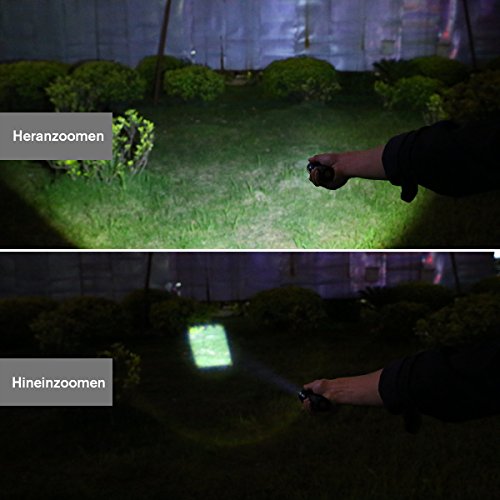 Laneco E6 Wiederaufladbare LED Taschenlampe, Super Hell Taktische Taschenlampe mit 18650 Li-Ionen-Akku und Ladegerät, Tragbare Wasserdichte Taschenlampe mit Einstellbarem Fokus und 5 Lichtmodi für Campen Wandern usw - 7