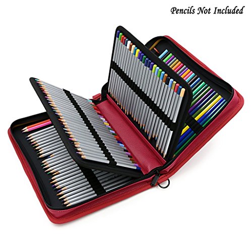 Niutop 160 Caso del maquillaje de la caja del cuero de la PU ranuras port  til de m  ltiples capas estacionario Con correa ajustable con la caja de l  pices de colores l  piz cremalleras para l  pices  l  pices de acuarela  l  pices  l  pices de colores de madera y fineliner  Rose 