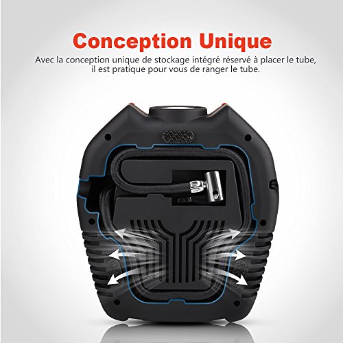 oasser Compresseur d'Air Portatif 12V Gonfleur Electrique Compresseur Air Numérique avec Lampe LED 150PSI