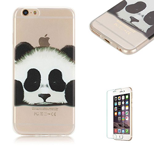 Für iPhone 6 Plus/6S Plus 5.5 Zoll [Scratch-Resistant] Weichem Handytasche Weich Flexibel Silikon Hülle,Für iPhone 6 Plus/6S Plus 5.5 Zoll TPU Hülle Back Cover Schutzhülle Silikon Crystal Kirstall Durchschauen Clear Case,Funyye Ultra Slim [Bunte Muster] Dual Layer Schutz Hybrid Shockproof Tasche Hülle Schutzhülle Premium Durchsichtig Handyhülle Silikon Crystal Case Schale für iPhone 6 Plus/6S Plus 5.5 Zoll + 1 x Frei Displayschutzfolie - Niedlich Panda
