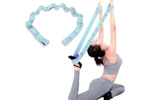 GVEYIQK Yoga Stretching Strap, Stretching Band mit 11 Schleifen, Hochelastischer Gymnastikband, für Pilates, Tanz, Gymnastik