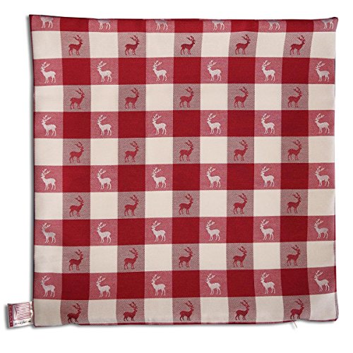 1 Kissenhülle „Karo in Rot“ passend zu Dekoschal Karo in Rot 40 x 40cm – Hirsch - 2