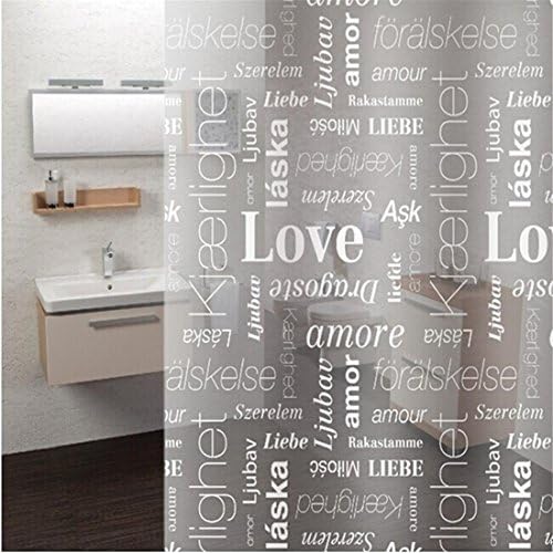 PEVA Plastic Shower Curtain White , Words Pattern Translucent Textile Washable Waterproof Bathroom Washroom With Enough Rings Hooks 180 x 180 cm