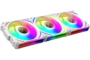 TZMRIT Block Fan Module 120 UNI FAN, wentylator RGB 120 mm, Infinity Mirror Daisy-Chain ARGB wentylator potrójny pakiet z kontrolerem, biały