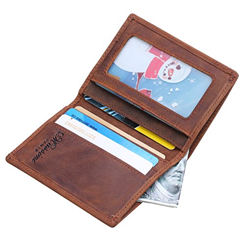 Preisvergleich Produktbild Leder Portemonnaie klein,Win&Income Schlanke Geldbörse Kreditkartenetui,Braun