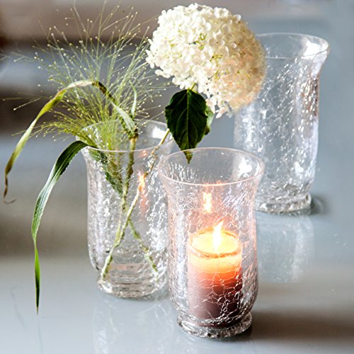 3er Set Crackle Vasen, 18 cm Höhe, Bruchglas, Glasbruch Optik, Mosaik, Blumenvase, Vase - 3