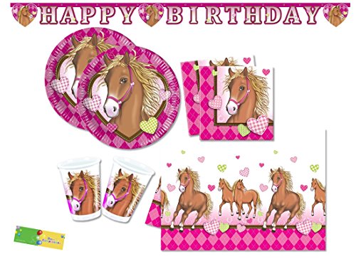 DECORATA PARTY KIT N 13 CAVALLI CUORE COORDINATO COMPLEANNO FESTA A TEMA