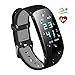 Produktbild Fitness Trackers,H2 IP67 Wasserdicht Schrittzähler Kinder GPS Fitness Trackers Damen Bluetooth 4.0 Wasserdicht Smart Watch Damen Kalorienzähler Armband 24h Auto Herzfrequenz-Messgerät Schrittzahler Kinder Mit Alarm, Schritt Tracker, kalorienzähler, Sleep Monitor für iOS iPhone Android Smart Phone Schwarz