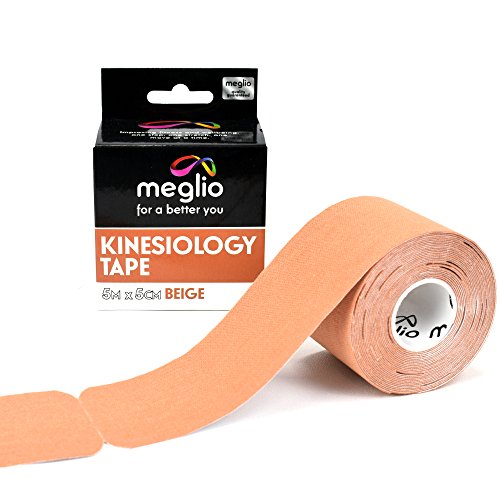 MEGLIO Bande de Kinésiologie pré découpée Latex Free - Bandes de Sport pré-découpée Strapping Soutien Musculaire - sans Latex - Rouleau de Bande médical Professionnelle 5cm x 5m