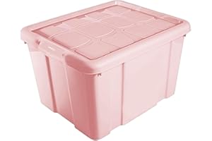 Acan Tradineur - Caja de Almacenamiento con tapa - Fabricado en plástico - Contenedor para almacenar juguetes, Libros, ropa, mantas - N.º 1-16 Litros - 21,5 x 39,6 x 29,6 cm - Color Rosa