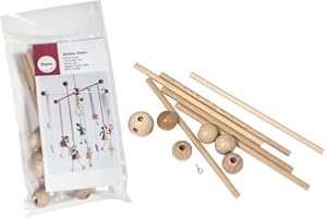 Rayher 6115500 Giostrina per Culla, Mobile in Legno Stella, 33 Cm Diametro, Kit di Montaggio, Legno di Faggio, Mobile Con 6 Braccia da Attaccare