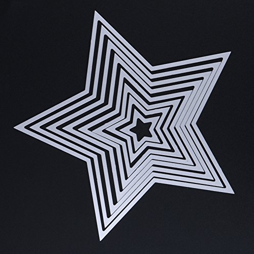Demiawaking 8Pcs Stern Schneiden Schablonen DIY Sammelalbum Dekor Papier Karten, Metall Buchzeichen , Metall Lesezeichen als Geschenk fuer Freunde (23) - 3