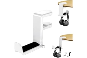 BASVII Stojak na słuchawki - Stojak na słuchawki wykonany z Abs i metalu, łatwy w użyciu, obrót o 360°, oszczędność miejsca, nadaje się do biurek komputerowych, biurek biurowych, biały (Biały)