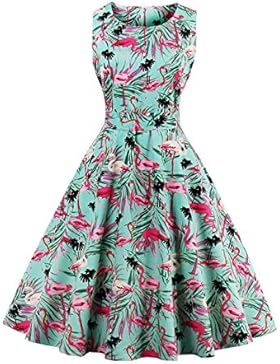 Là Vestmon Damen Retro Cocktailkleid Schwingen Vintage Rockabilly Kleid Faltenrock