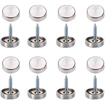 8 Viti Decorative In Ottone Con Tappi - Per Specchi E Mobili, Testa 12mm, Colore Oro