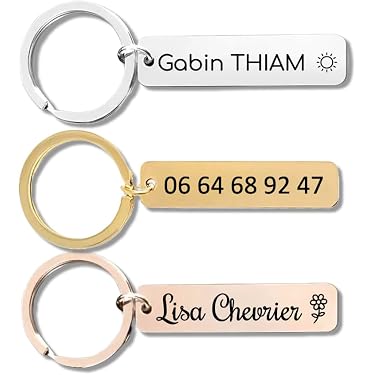 Étiquettes Personnalisables En Inox 50x12mm - Gravure Nom/prénom - Pour Cartable, Sac, Valise - Argent, Or Jaune, Or Rose - 7