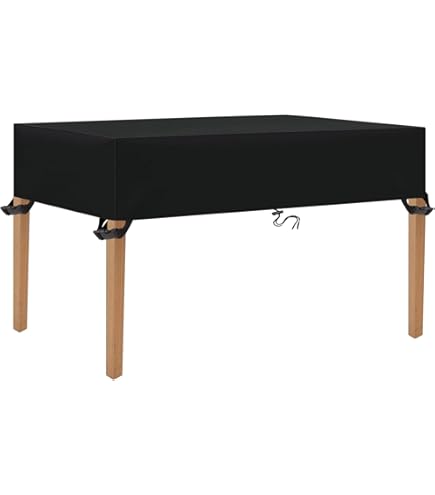 Copertura Tavolo Esterno Impermeabile - Telo Oxford 420D Con Fibbie | UV E Antivento (Nero, 220x100cm) - Foto 9