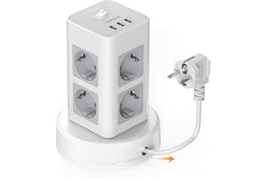 ‎TESSAN TESSAN Listwa Zasilająca z USB, 8-kierunkowa Listwa Zasilająca z Wysuwanym Przedłużaczem, gniazdo wtykowe z Wieloma Wtyczkami z Przedłużaczem 2M, Wieża Gniazdowa, Gniazdo Dystrybucyjne do Domu