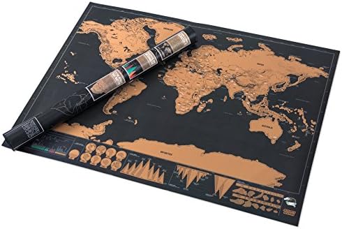 Scratchable World Map Poster 82.5 x 59.5cm | Track and Share Your Travel Adventures and Holiday Destinations | Ideal Personalised Gift for Travelers | Scratch Off Large Global International Countries Wall Map