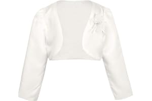 inlzdz Cardigan Elegante per Bambina Bolero Principessa Giacca Coprispalle Camicia Lunga con Fiore Abito da Battesimo Sposa Wedding Cerimonia Party Regalo di Compleanno