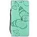 Produktbild DENDICO Moto G6 Plus 2018 Hülle, PU Leder Handyhülle mit Standfunktion und Kartenfach, Schmetterling Muster Magnetverschluss Flip Brieftasche Etui TPU Schutzhülle für Moto G6 Plus 2018 - Vert