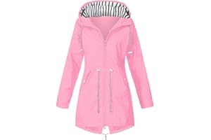 BOTCAM Chubasquero para mujer forrado cálido: parka de lluvia con forro polar, chaqueta larga con capucha, chaqueta ligera para exteriores, impermeable, transpirable, resistente al viento, chaqueta