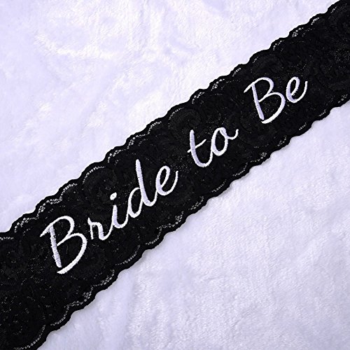 Veewon 2 x Braut zum Schärpe schwarze Spitze Schärpe gestickte Schärpe und Braut Hochzeit Schleier mit Kamm Hochzeit und Bachelorette Party Zubehör Kit - 3