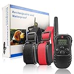 WOLFWILL Collier de Dressage Etanche Rechargeable pour Chiens Collier Anti-aboiement Electrique d'Une Portée de 300m et de 100 Niveaux Vibration avec Une LCD Télécommande Numérique-Deux Colliers