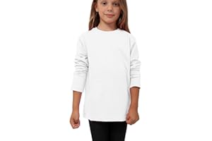 GW CLASSY OUTFIT Kids Girls Boys Plain Long Sleeve Crew T-Shirts Basic Top School Kids T-Shirt Tops Crew Neck Uniform Jumper UK Size