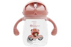 brünn Leakproof Sippy Cup | 240ml Baby Bottle with Weighted Straw | Robust BPA Free Tritan Material | 360-Degree Drinking | Straw Cup for Toddlers and Babies (Peachy Pink)