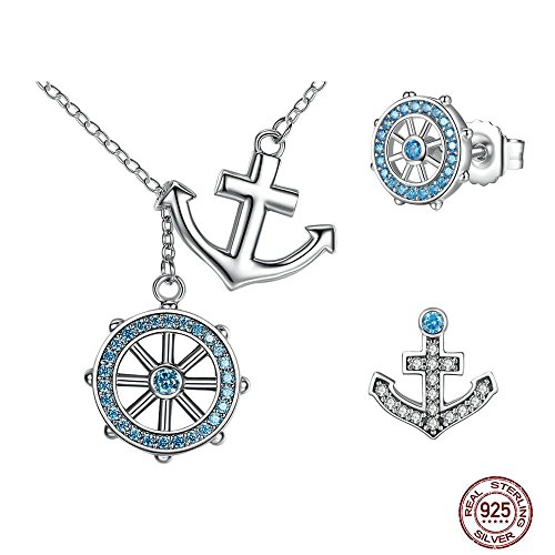 Ship Anchor Pendant Necklace Earrings 
