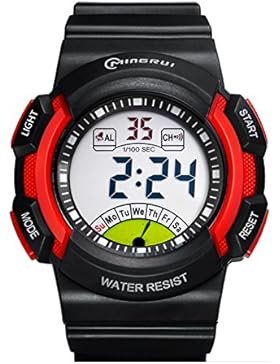 Kind] Elektronische uhren Wasserdicht Leuchtend Studenten sehen Bewegung Digitaluhren Rubber Pin buckle armband-I
