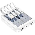 Lightweight Solar Power Bank 20000mah, High Capacity Solar Charger with 4 Inputs & 2 Usb Output, Waterproof Led Indicator Solar Power Bank for Iphone Tablets Outdoor Solar Charger Power Bank (White)