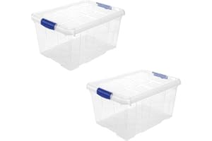Acan Tradineur - Confezione da 2 scatole di immagazzinaggio – Realizzato in plastica – Contenitore per giocattoli, libri, vestiti, coperte, n. 1 – 21,5 x 39 x 29 cm – 16 litri