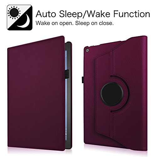 Fintie Fire HD 10 2015 Hülle – 360 Grad rotierend Stand Schutzhülle Tasche Etui Case mit Standfunktion und Auto Sleep / Wake Funktion für Amazon Fire HD 10 Zoll (5. Generation – 2015 Modell) Tablet, Lila - 2