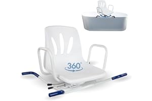 Mobiclinic, Silla de Baño Giratoria, Lago, Reposabrazos y Respaldo, Giro de 360º, Anatómica, Marca Española, Resistente al Agua, para Personas Mayores, con discapacidad o Movilidad Reducida