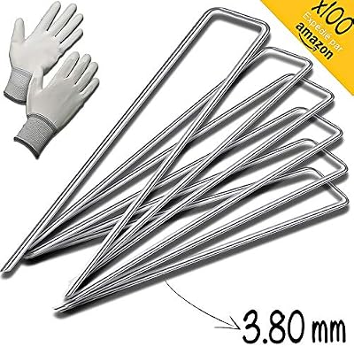 Engaged For Better ➜ Piquet de Fixation Jardin, Sardines Tente Camping, Crochet Toile paillage, Agrafe bache geotextile, Piquets Clous et ancrage pour sols durs - Lot de 100pcs - Diamètre 3.80 mm