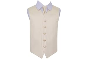 DQT Boys Plain Satin Wedding Waistcoat and Tie Set