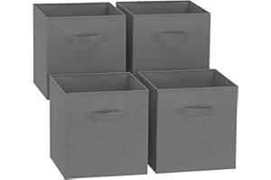 GREATOYAR Juego de 4 Cajas de Almacenamiento, Cajas de Almacenamiento de Tela, Cubos de Almacenamiento Plegables, Cajas de Juguetes Plegables, Cajas de Organización, 31x31x31cm, Gris Oscuro,4 Unidades