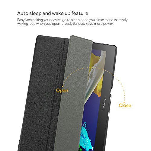 EasyAcc Lenovo Tab 2 A10-70 / Lenovo TAB3 10 Plus / Tab 2 A10-30 Hülle, Ultra Dünn Hochwertiges PU Leder Case – mit Standfunktion und Automatischem Schlaf Funktion für Lenovo TAB3 10 Plus/ Tab 3 10 Business/ Tab 2 A10-70/ A10-70F/ A10-70L / Tab 2 A10-30/ A10-30F/ A10-30L (Schwarz, Kunstleder, Ultra Dünn) - 6