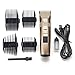 Produktbild Elektrische Haar Clippers Kit, Pawaca Cordless Wiederaufladbare Keramik Titan Klinge Haarschneider Trimmer Set für Herren und Kinder, mit 4 Attachment Kämme, Golden