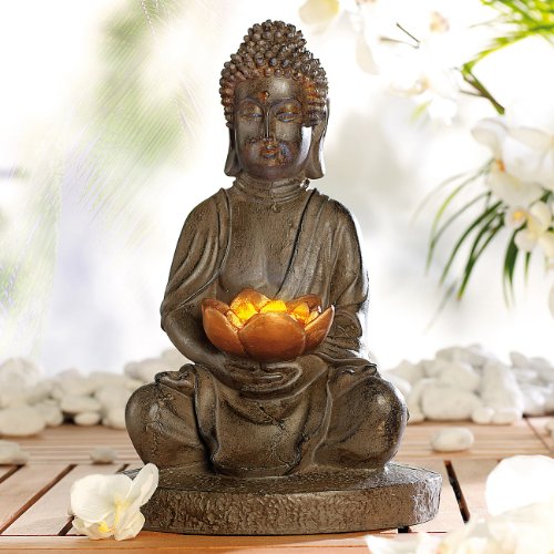 Lunartec Solar-LED Deko Lampe Buddha für Garten & Terrasse, 28 cm - 4