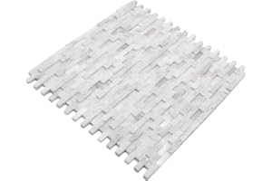 CONWIRE Piastrella a mosaico in marmo naturale splitface bianco 3D per pareti, bagno, WC, doccia, cucina, specchio, rivestimento vasca da bagno, mosaico