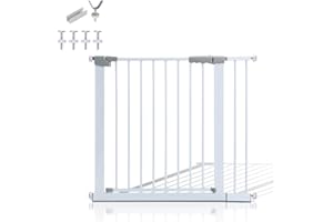 Eulenke Cancelletto di Sicurezza per Bambini | Senza Forature, Chiusura a 90° | Autochiudente per Scale | Metallo Bianco, Larghezze 89-96 cm | Protezione Scale per Bambini