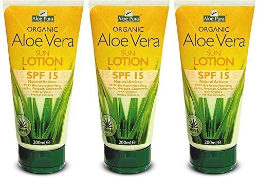 (3 PACK) - Aloe Pura - Aloe Vera Sun Lotion Spf 15 | 200ml | 3 PACK BUNDLE