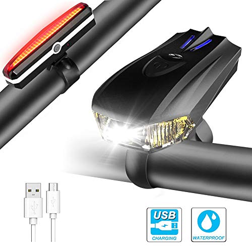 Dobee Luces Bicicleta Delantera y Trasera, LED Luz Bicicleta, USB Recargable Luz Bici, Impermeable Linterna Bicicleta, Super Brillante Luces LED Bicicleta, Intermitentes Bicicleta con Batería