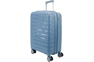 EUES Maletas de Viaje Trolley Rígida (66 x 45 x 28 cm), Maleta de Viaje con Ruedas Giratorias y Cerraduras de Dial Material PP Ligero (Azul-M)