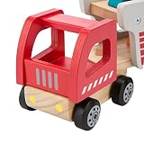 Ultrakidz Autotransporter aus Naturholz mit 4 Autos und abnehmbarem Anhänger - 7