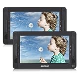 DVD REGIÓN LIBRE: DVD coche niños soporta dvd toda 6 región, es mejor para viajar de familia, también le permite producir todos los medios descargados de USB/ SD/ MMC (hasta 128GB del formato FAT32) en ambas pantallas.